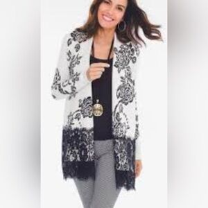 Chico’s Lace-Detail Cardigan Open Front 2 US10-12